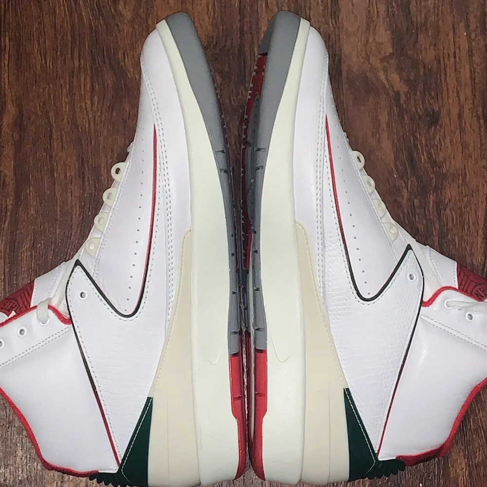Jordan Men’s White Red Green Leather Sneakers